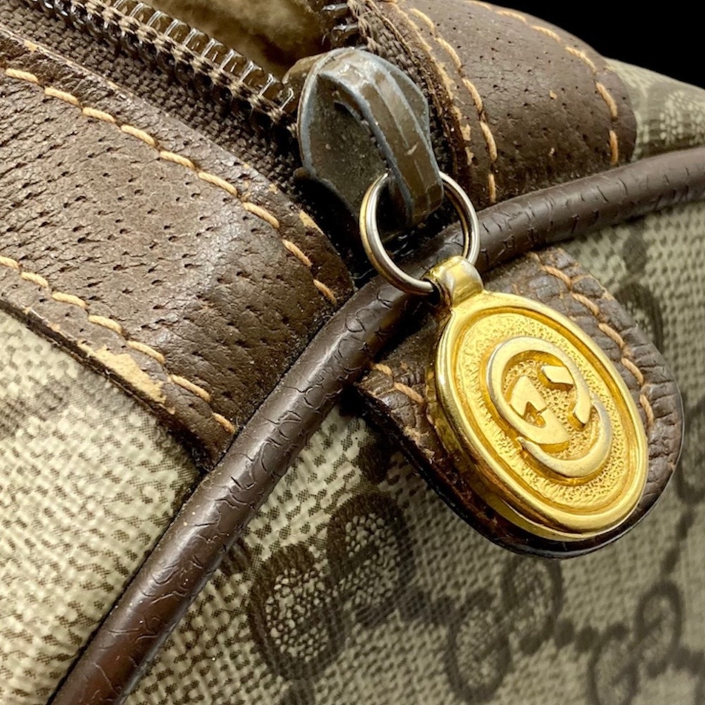 Gucci Brown Monogram Canvas Top-Handle Bag with Green-Red Web - Picture 2 of 11